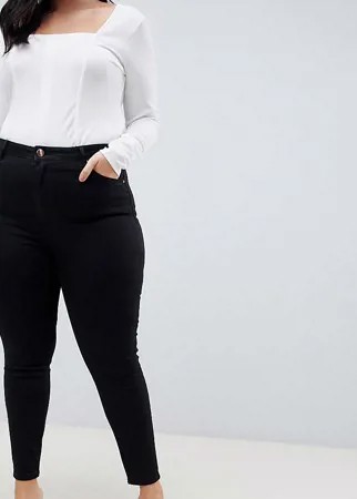 Черные джинсы скинни с завышенной талией ASOS DESIGN Curve-Черный цвет