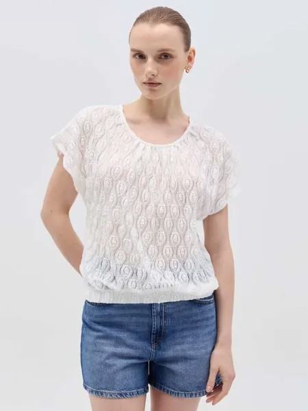 Футболка с кружевной отделкой Ovs, цвет optical white