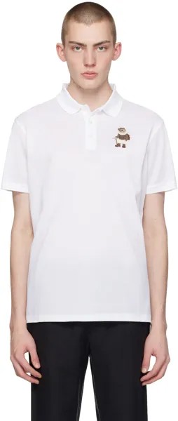 Белая футболка-поло с медведем Ralph Lauren Purple Label, цвет Classic white