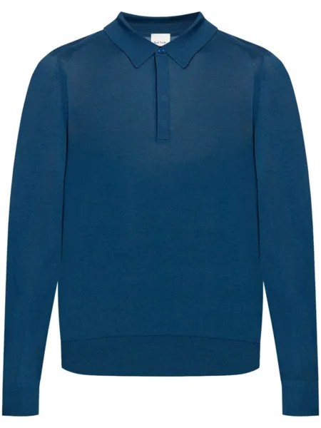 Paul Smith шерстяная рубашка поло с длинными рукавами, синий