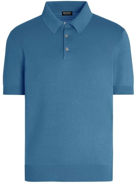 Zegna рубашка поло тонкой вязки, синий