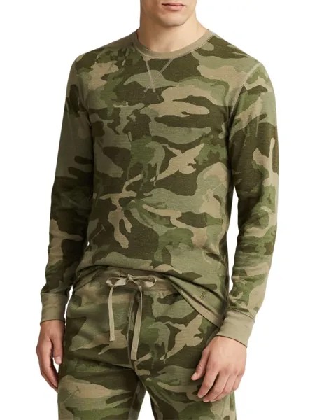 Камуфляжная трикотажная футболка с вафельным узором Polo Ralph Lauren, цвет Olive Camo