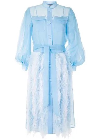 Huishan Zhang платье-рубашка с перьями