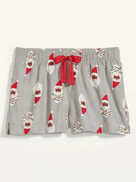 NWT Old Navy Flannel Boxer Pyjama Sleep Shorts Серый Санта-Орех Женщины M