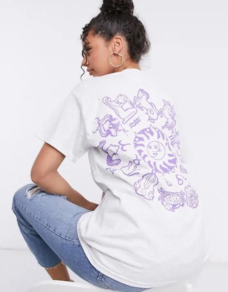 Oversized-футболка со знаками зодиака на спине HNR LDN-Серый