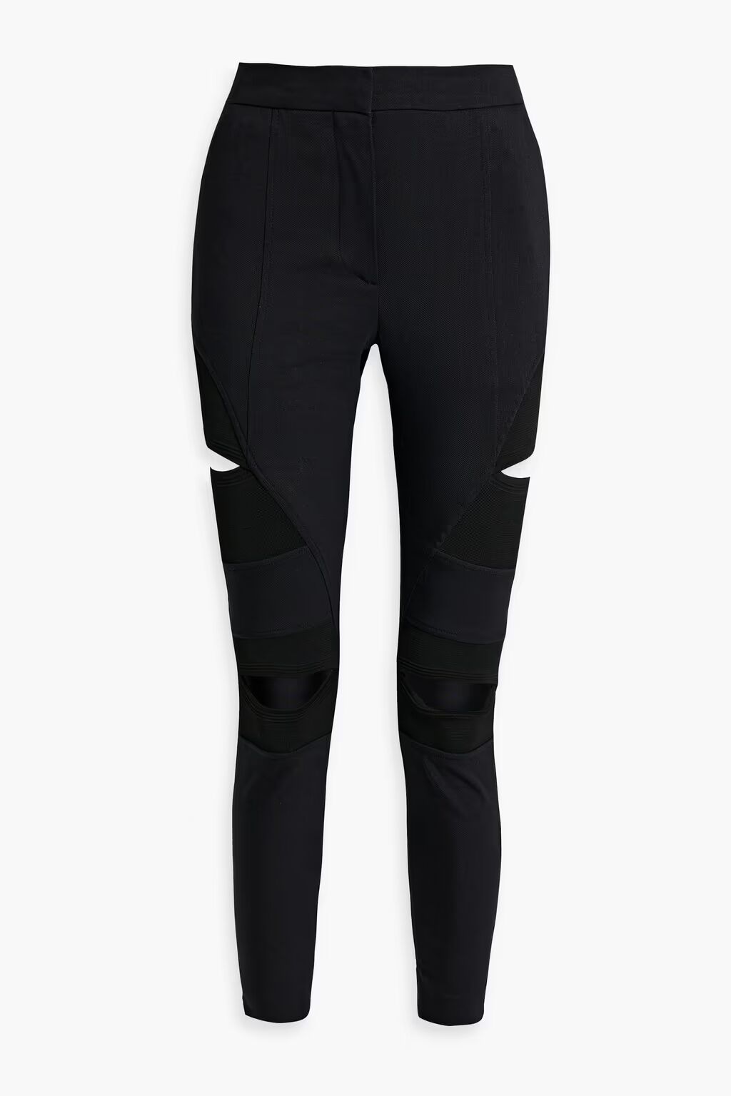 Саржевые узкие брюки с трикотажными вставками и вырезами Burberry, черный