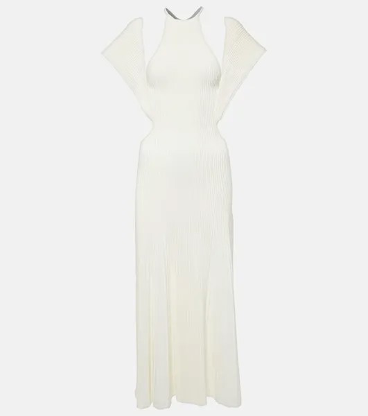Шерстяное платье макси с вырезами Chloé, белый