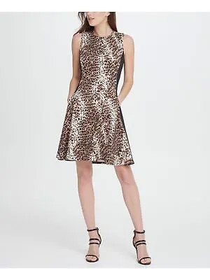 DKNY Женское бежевое коктейльное платье без рукавов длиной выше колена + расклешенное платье 8