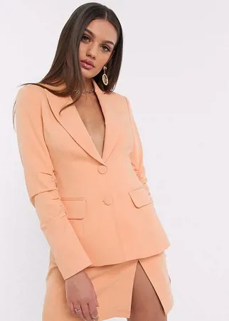 Эксклюзивный пиджак персикового цвета со сборками 4th + Reckless Petite-Оранжевый