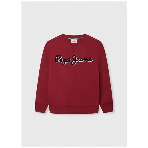 Свитшот Pepe Jeans, средней длины, без капюшона, без карманов, размер 4, красный