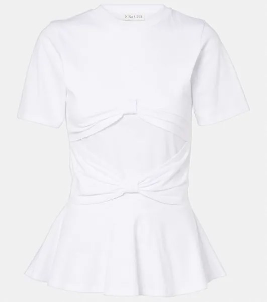 Футболка из джерси с бантом Nina Ricci, белый