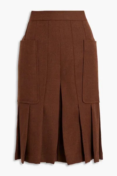 Меланжевые шорты из шерстяного твила со складками VICTORIA BECKHAM, коричневый
