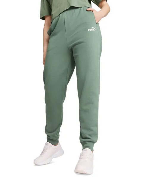 Женские спортивные штаны из флиса с вышитым логотипом и высокой талией Puma, зеленый