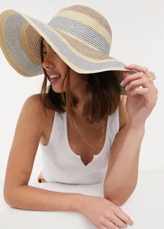 Мягкая соломенная шляпа от солнца с разноцветными полосками Boardmans-Многоцветный