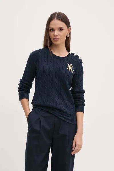 Хлопковый свитер Lauren Ralph Lauren, темно-синий