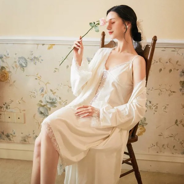 2020 халаты комплект однотонной одежды кимоно из 2 предметов халат модный банный белый одежда для сна Свадебный пеньюар халат подружки невест...