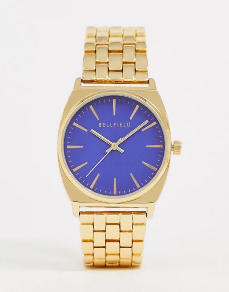 Женские наручные часы с синим циферблатом Bellfield-Золотой