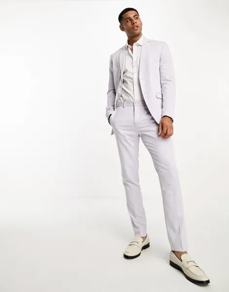 Сиреневые приталенные брюки от костюма Jack & Jones Premium