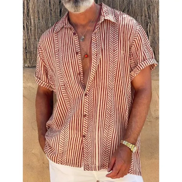 Мужская гавайская рубашка с коротким рукавом и графическим принтом
