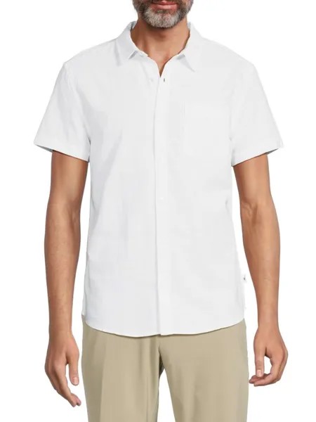 Рубашка из однотонного хлопка Vintage Summer, белый