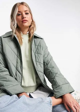 Стеганая oversized-куртка шалфейно-зеленого цвета ASOS DESIGN Tall-Зеленый цвет
