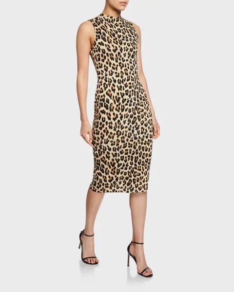 Облегающее платье Delora с леопардовым принтом без рукавов Alice + Olivia, цвет Leopard