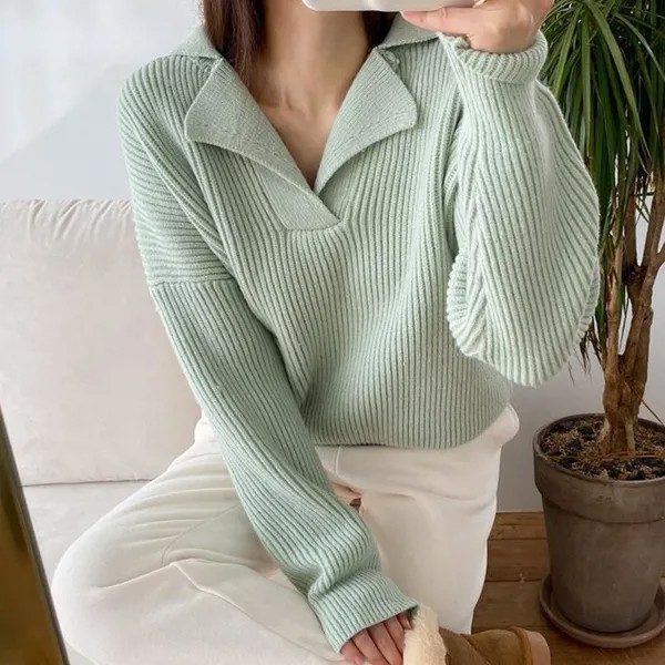 Новый вязаный свитер Женщины Элегантные полосатые кашемировые пуловеры Пальто V-образный вырез с длинным рукавом Женские джемперы