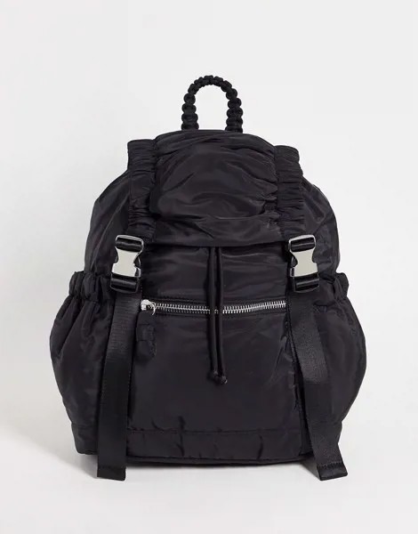 Нейлоновый рюкзак с ручкой-резинкой Topshop-Черный цвет