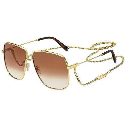 Солнцезащитные очки GIVENCHY, квадратные, оправа: металл, градиентные, с защитой от УФ, для женщин, золотой