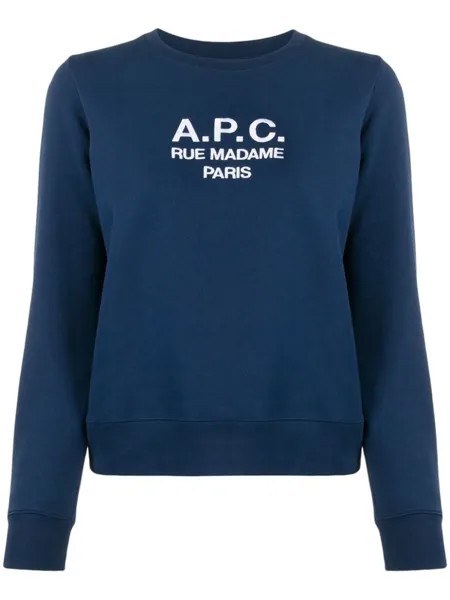 A.P.C. трикотажный топ с логотипом, синий