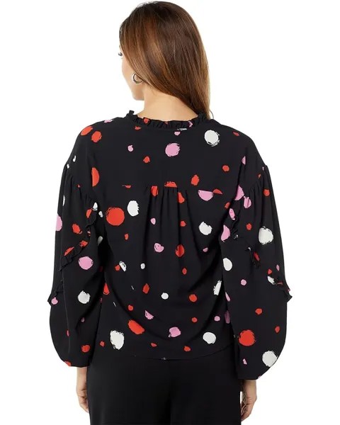 Блуза Ted Baker Sunrai Spot Print Frilled Blouse, черный