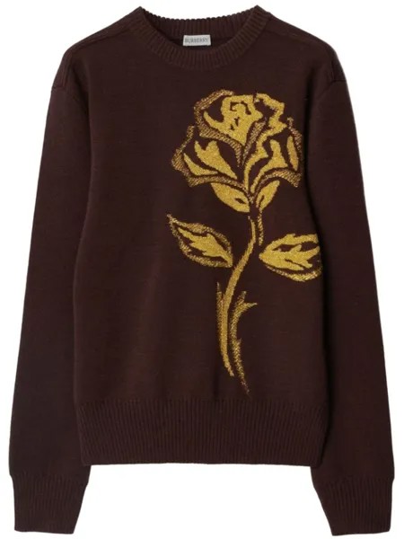 Burberry джемпер Rose вязки интарсия, коричневый