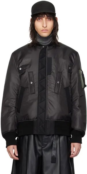 Черный двусторонний бомбер на молнии Sacai