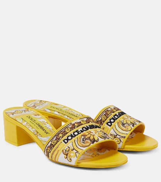 Мюли с вышивкой майолика Dolce&Gabbana, желтый