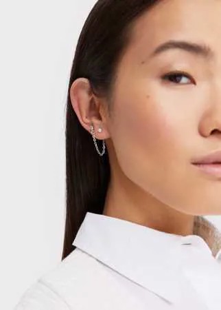 Stradivarius Набор Из 9 Пар Серег «Цепочки» Серый 103