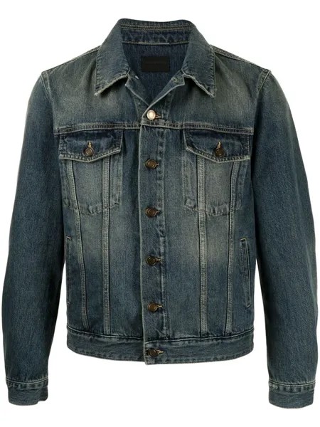 Saint Laurent джинсовая куртка с эффектом потертости, синий