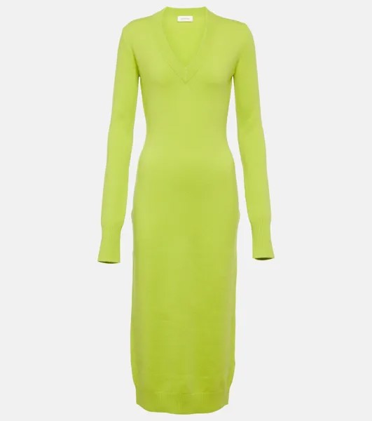 Платье миди divo из смесовой кашемира и шерсти Sportmax, зеленый