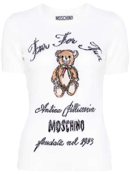 Moschino свитер с принтом Teddy Bear, белый