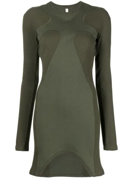 Платье мини в рубчик Dion Lee, зеленый