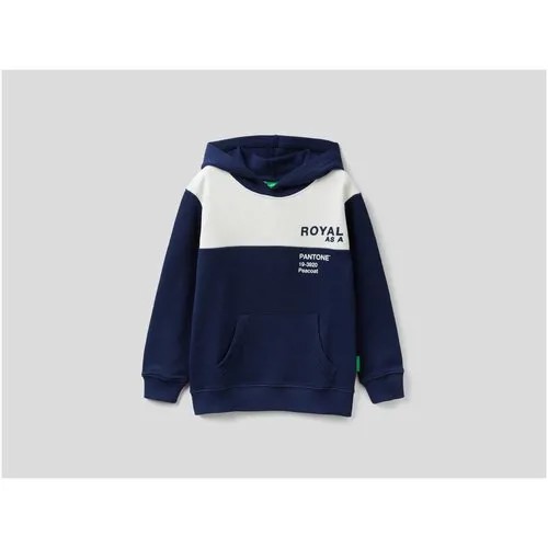 Худи UNITED COLORS OF BENETTON, капюшон, карманы, размер 120 (S), синий