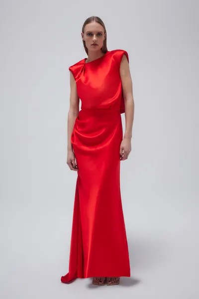 Тканое платье макси с атласной драпировкой Karen Millen, красный