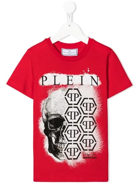 Philipp Plein Junior футболка с декором Skull