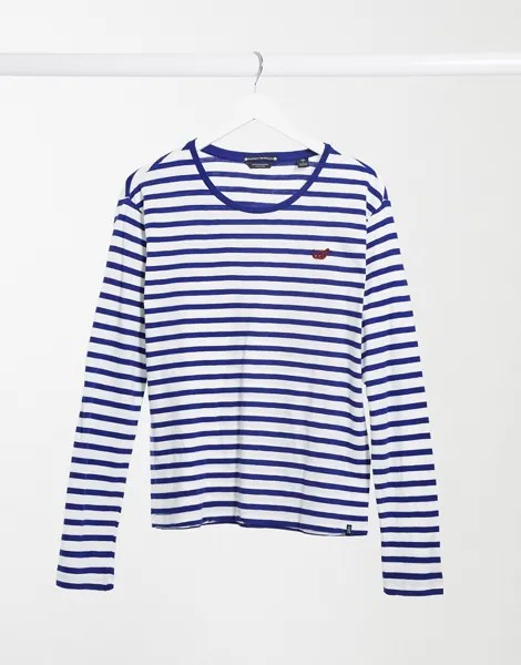 Трикотажный лонгслив в полоску Maison Scotch-Синий
