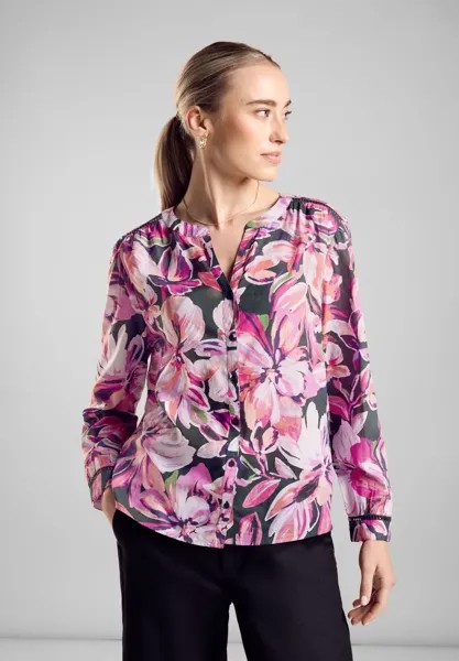 STREET ONE блузка с длинными рукавами и планкой на пуговицах, цвет Magnolia Pink