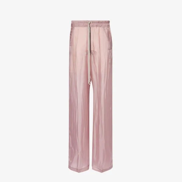 Полупрозрачные атласные брюки с высокой посадкой и широкими штанинами Rick Owens, розовый