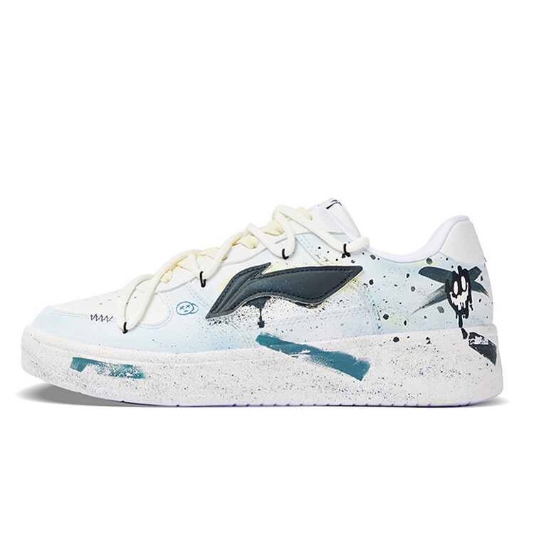 Кроссовки LINING Pontoon Boats Skateboarding Shoes Women's Low-top White/Royal Blue/Fern Green, синий/белый