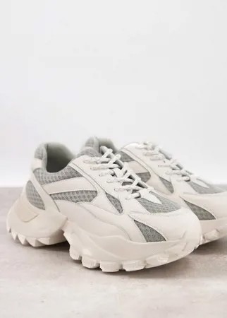 Бело-серые кроссовки с закругленной подошвой для треккинга NA-KD-Черный цвет