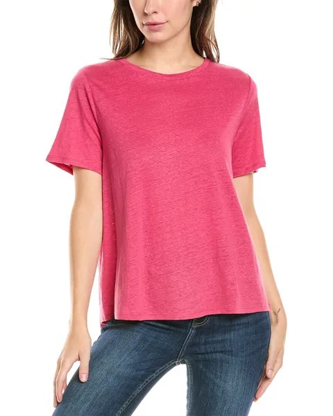 Льняная футболка EILEEN FISHER с круглым вырезом, розовый