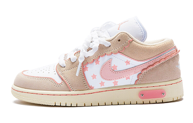 Кроссовки Air Jordan 1 Vintage Basketball Shoes Women's Low-top Pink/white/brown, хаки