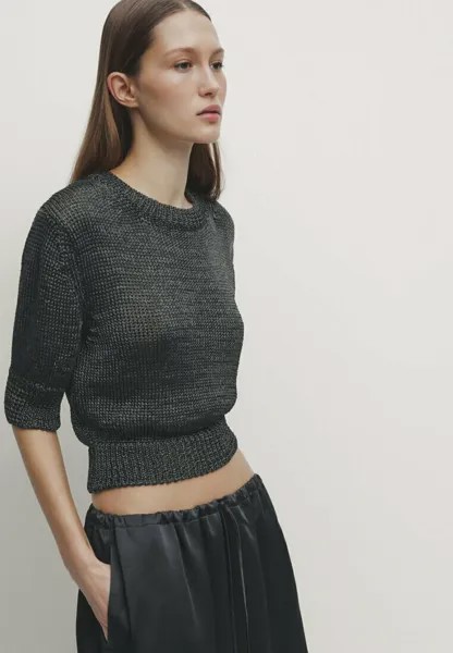 Вязаный свитер SHORT SLEEVE Massimo Dutti, цвет dark grey